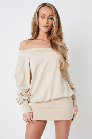 Stone Off The Shoulder Day Dress
