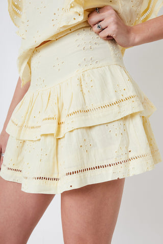 Embroidery Ruffle Mini Skirt