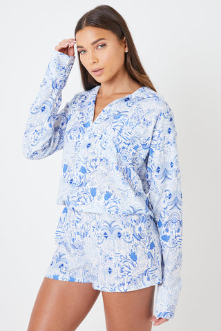 Creea Button Up Playsuit - Blue