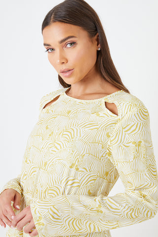 Yellow- Cut Out Mini Shoulder Dress - Creea
