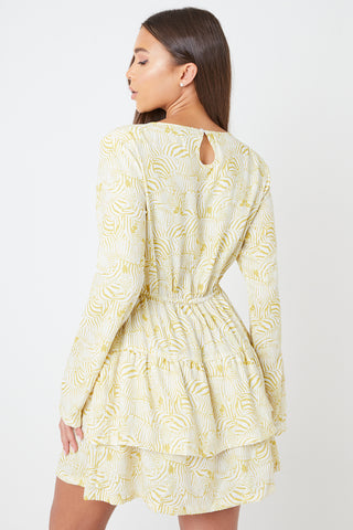 Yellow- Cut Out Mini Shoulder Dress - Creea