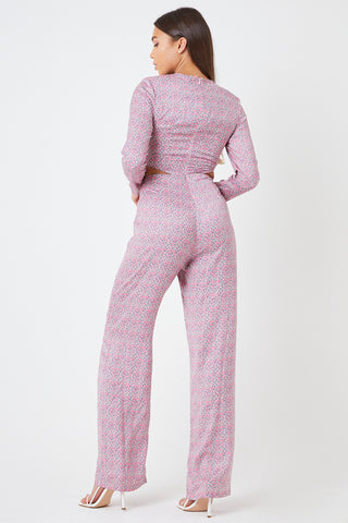 Creea High Shoulder Cut Out Jumpsuit - Pink