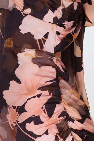 Floral Print Halter Neck Asymmetric Ruffle Hem Maxi Dress