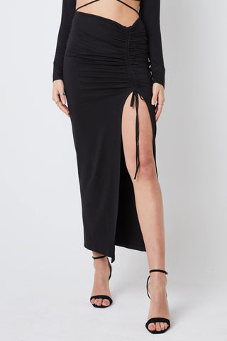 Creea Split Leg Maxi Skirt - Black.